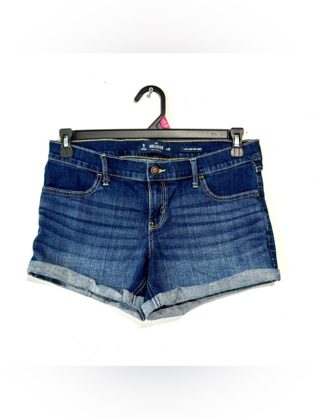 Hollister Womans Denim Jean Shorts Size 9 (29) Low Rise Midi Short Blue